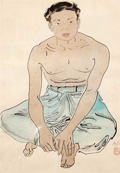 Seated Man by Lee Man Fong, 1970