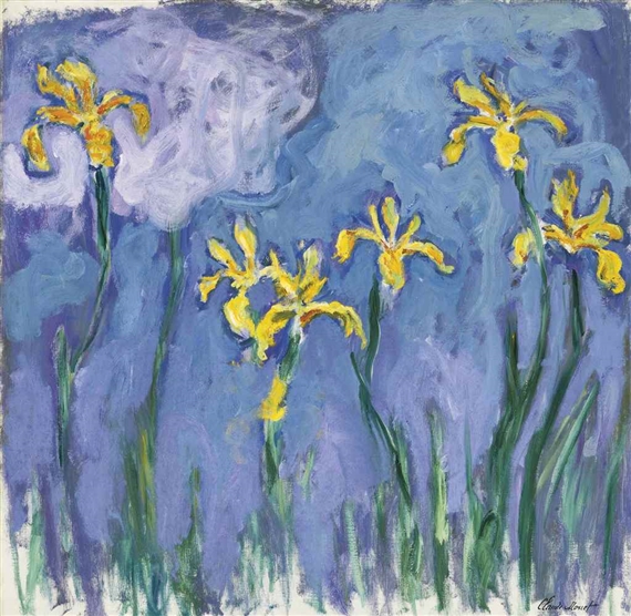 Iris jaunes au nuage rose by Claude Monet, 1924-1925