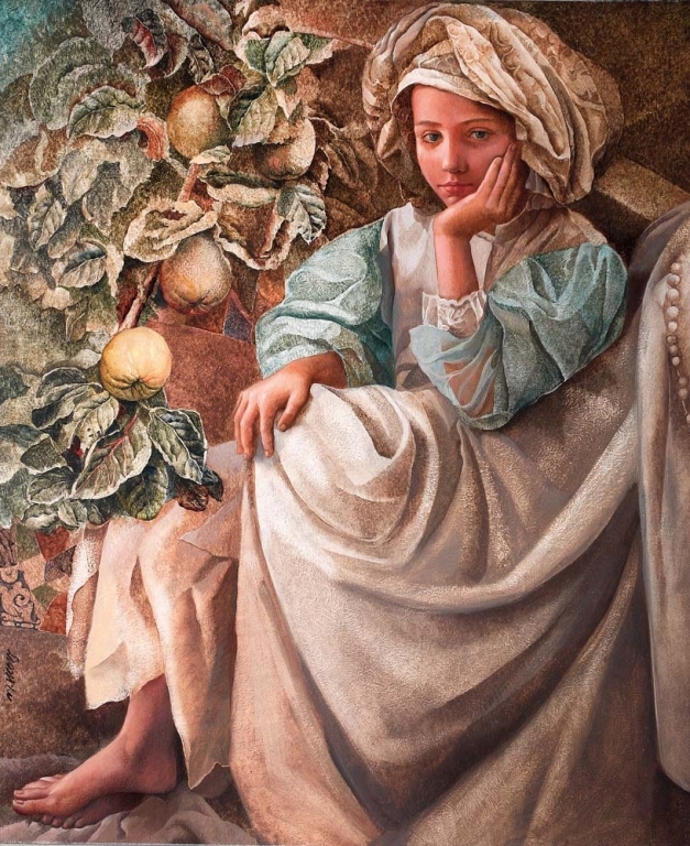 Artwork by Miguel Vicens, Girl, Made of Oil on wood