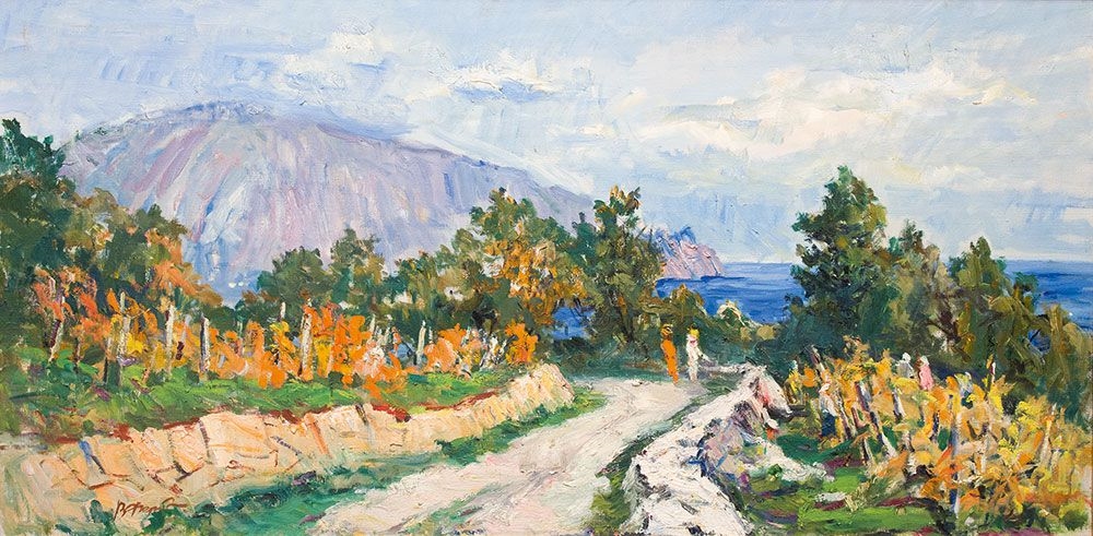 Artwork by Victor Aleksandrovich Ferber, Crimean vineyards in autumn, Made of Oil on canvas