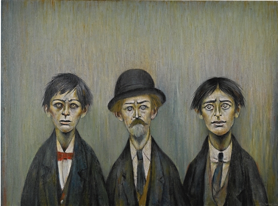 FATHER AND TWO SONS by Laurence Stephen Lowry, 1950