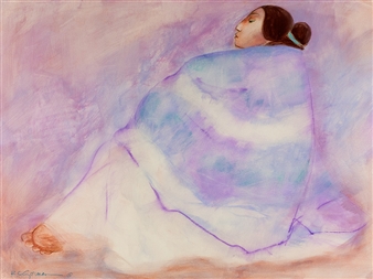 Woman Under Blue Blanket - R.C. Gorman