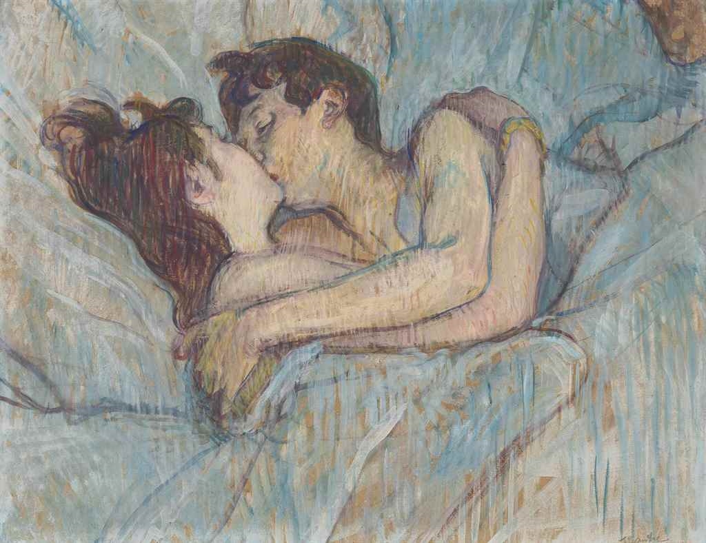 Анри де Тулуз-Лотрек поцелуй в кровати