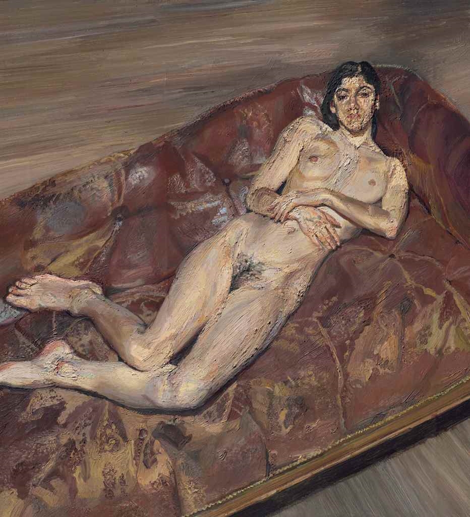 Naked Portrait on a Red Sofa by Lucian Freud, 1989-1991
