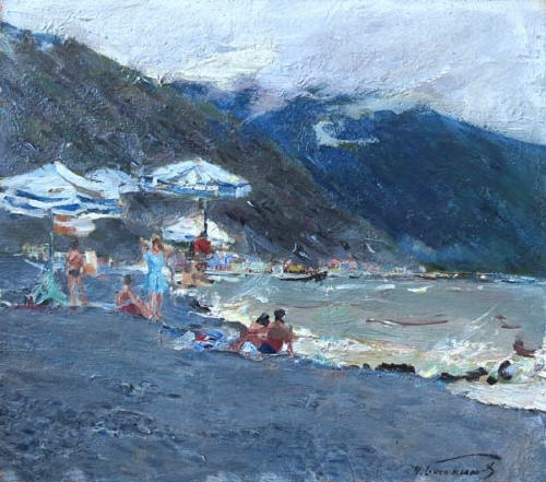 Beach in Gurzuf by Nikolai Nikolaevich Baskakov
