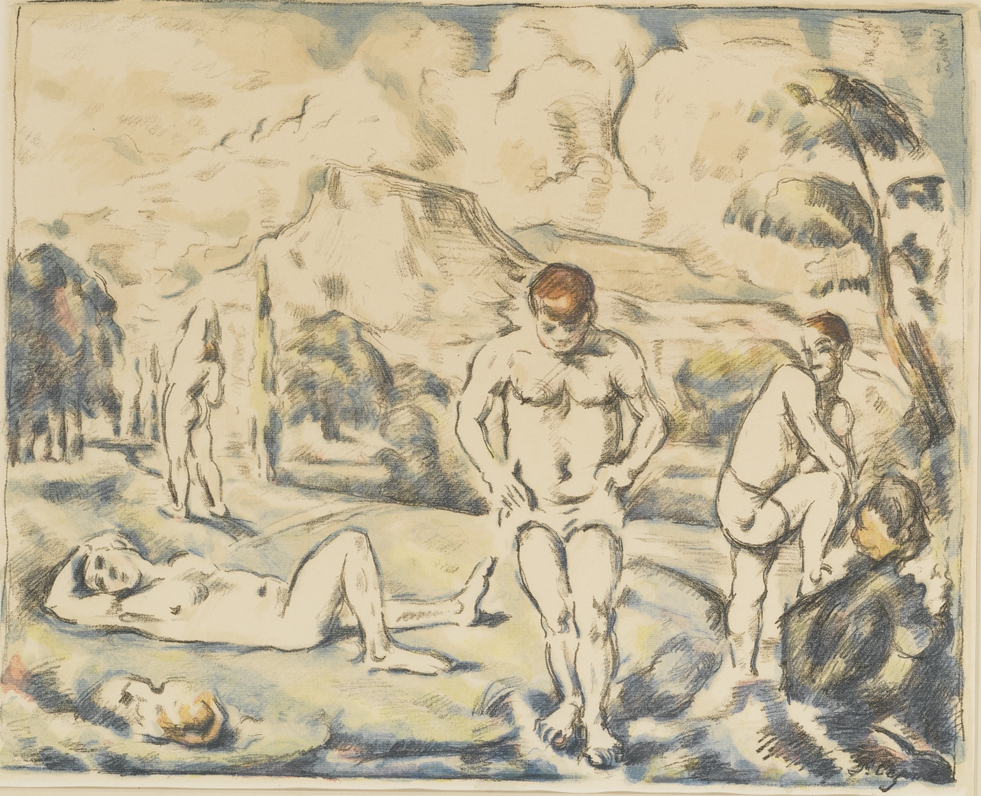 LES BAIGNEURS (GRAND PLANCHE) (VENTURI 1157; DRUICK 11) by Paul Cézanne, 1896-1898