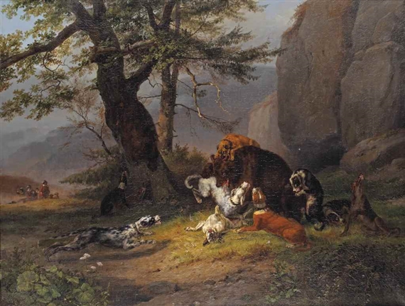 The bear hunt by Pierre Louis Dubourcq, Guillaume Anne van der Brugghen