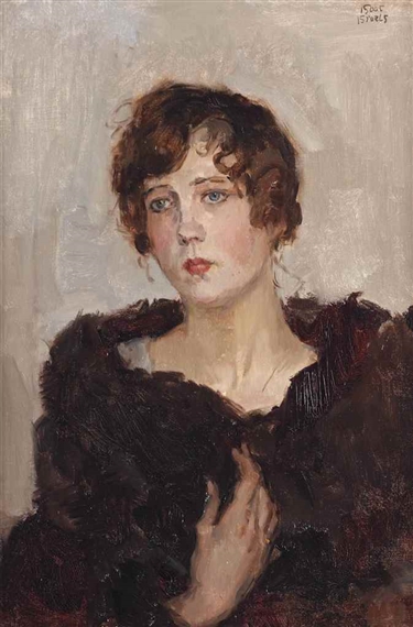 Gertie in a fur coat by Isaac Israëls, circa 1916-1918