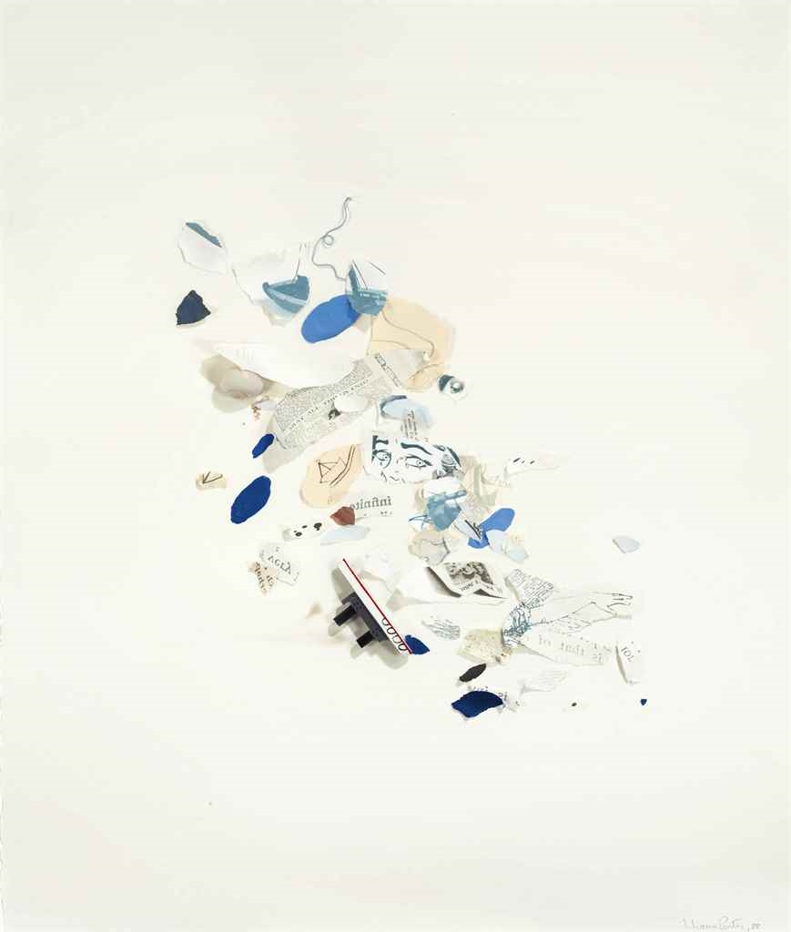 Artwork by Liliana Porter, Alice in a Pool of Tears, Made of silkscreen, acrylic, graphite, and collage on paper