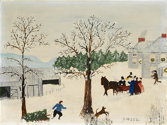 Home for Christmas by Grandma Moses, 1944