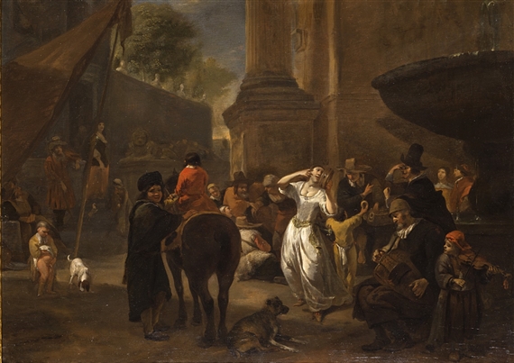 Scena popolare in piazza romana by Hendrick Verschuring