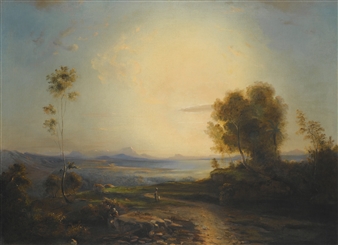 A VIEW OF AULIS IN BOEOTIA - Carl Rottmann