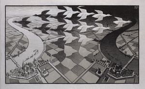 Dag og Natt by Maurits Cornelis Escher, 1938