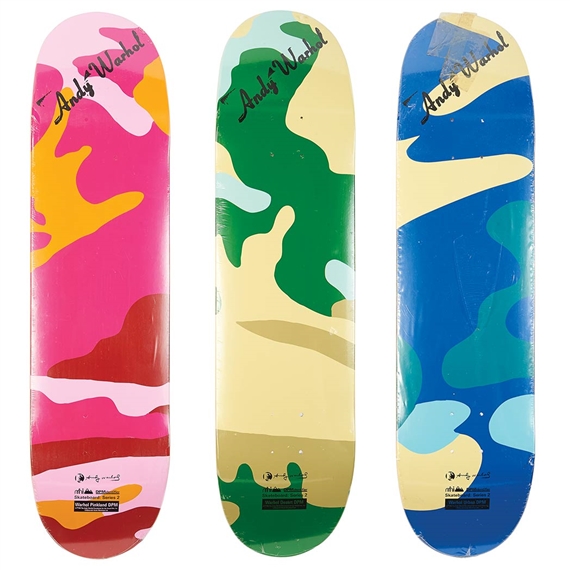 Andy Warhol | Camouflage Skate Decks, Group of Three Skateboard decks ...