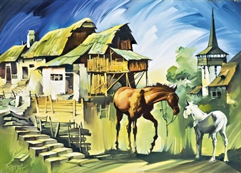 Farm with a horse - L'ousa Ferenc Fassel