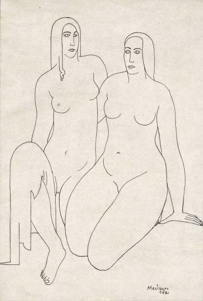Artwork by László Medgyes, Nudes, Made of ink on paper