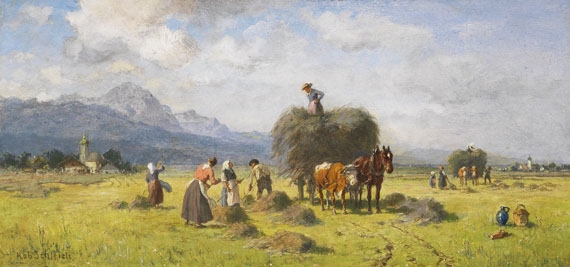 Heuernte im Vorgebirge by Robert Schleich, Circa 1900