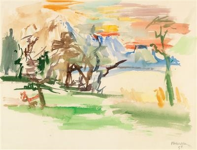 Mountain Landscape at Villeneuve by Oskar Kokoschka, 1958