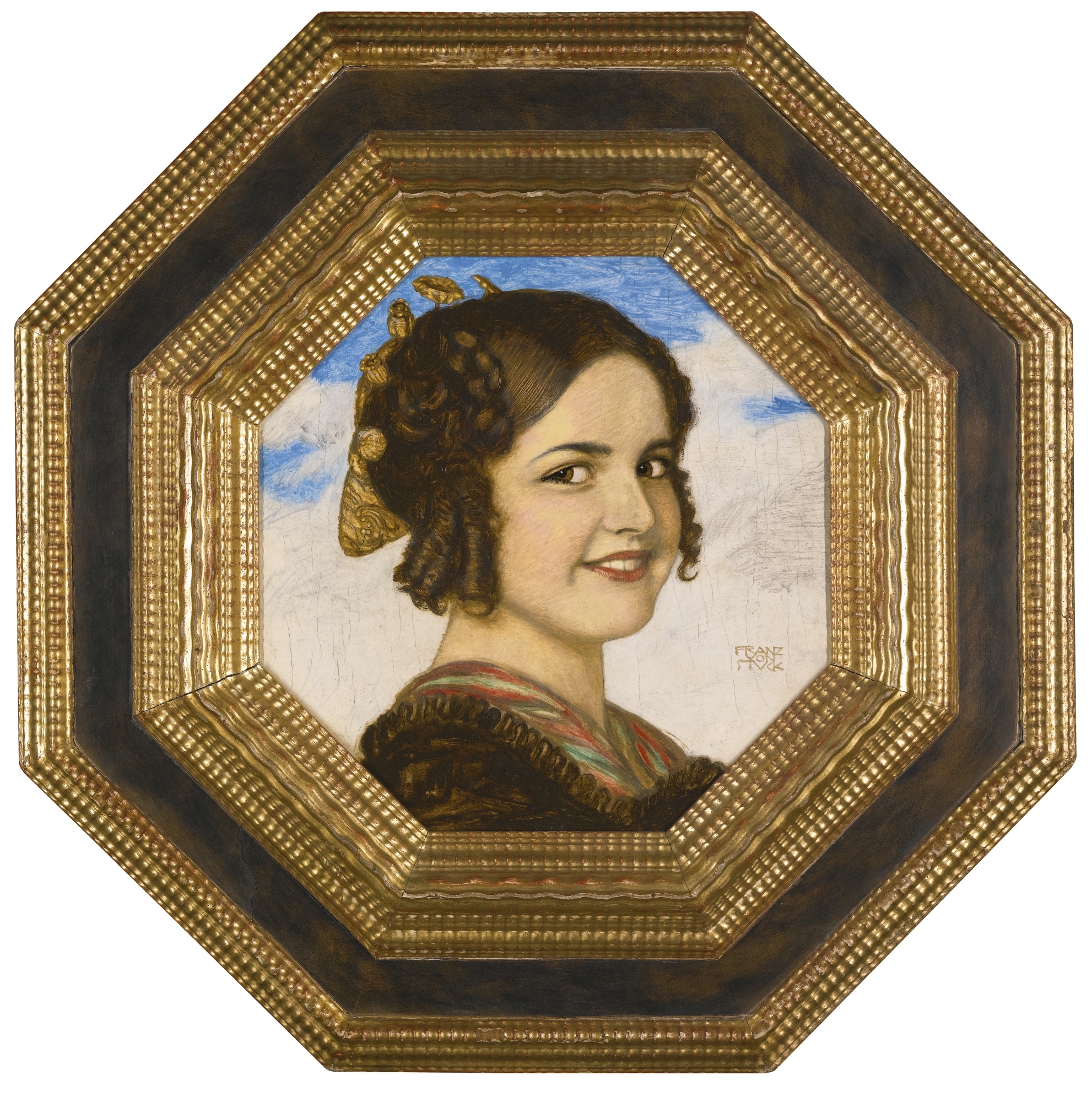 Artwork by Franz von Stuck, Portrait of the Artist's Daughter, Mary, Made of Oil on board