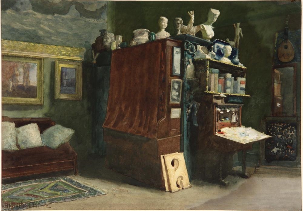 Artwork by H. Winthrop Pierce, The Artist's Studio, Boston, Made of watercolor on academy board