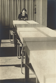 Otti Berger in the canteen at the Bauhaus - Gertrud Arndt