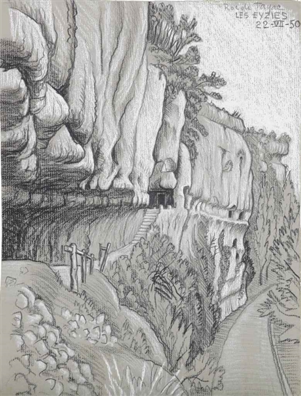 Roc de Tayac, Les Eyzies by Maurits Cornelis Escher, 1950