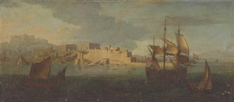 The Bay of Naples with Castel dell’Ovo, Castel Sant’Elmo and Mount Vesuvius beyond - Italian School, 18th Century