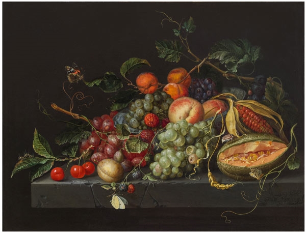 Jacob van Walscapelle | A Garland of Flowers and Fruit Bound Together ...