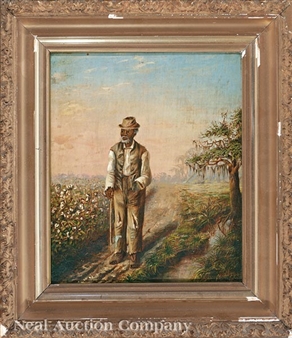 Male Cotton Picker on Path between a Cotton Field and Louisiana Bayou - Helena Maas