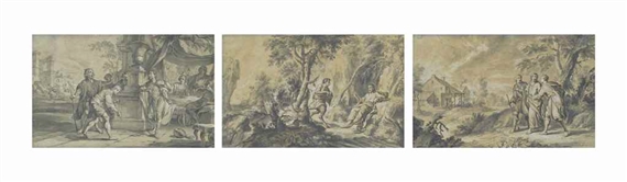 Christ in the House of Matthew; The Temptation of Christ; and The Road to Emmaus by Johann Wolfgang Baumgartner