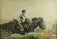 Ploughboy with Three Shire horses - D.C. Moss