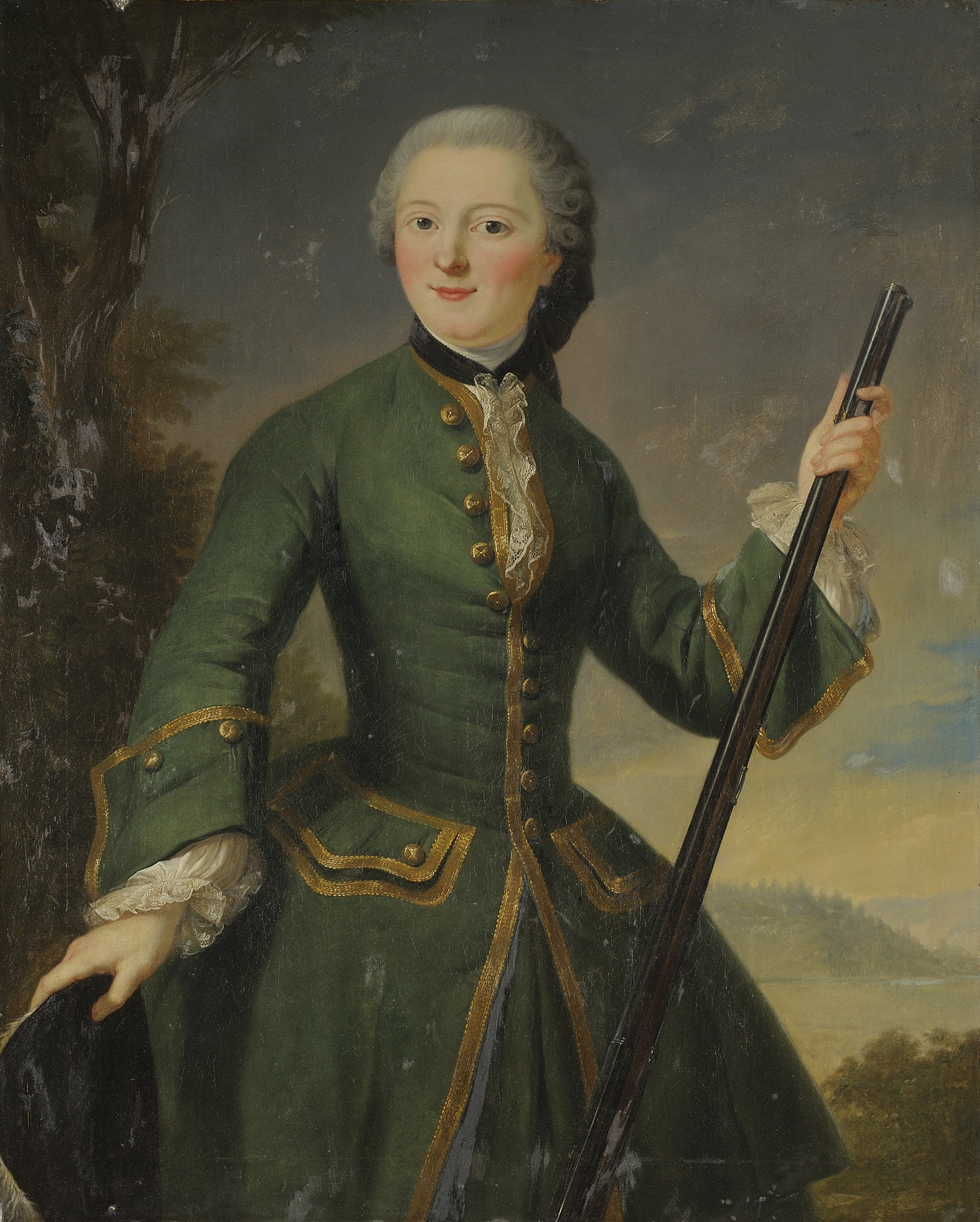 French School, 18th Century | Portrait of a Lady Dressed as an Hunter ... 18th Century French Women