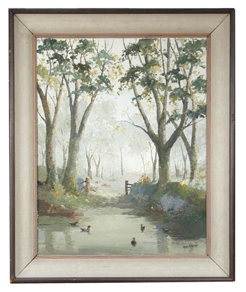 Hugh Edward Ridge | Ducks on a woodland pool | MutualArt