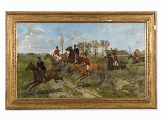 The Hunting Party by Lajos Kubanyi, 1890