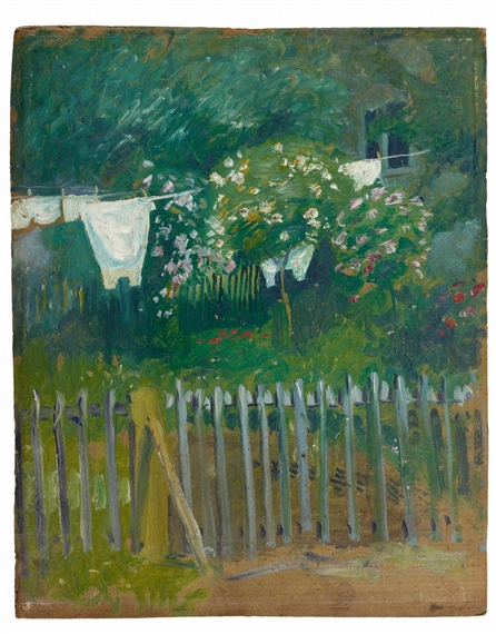 Wäsche in Kandern. Verso: Münsterkirche in Bonn by August Macke, 1907