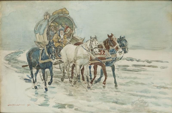 During the Journey by Stanisław Masłowski, 1914