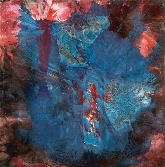 Blau-65-P. Quadratische Collage by Fred Thieler, 1965