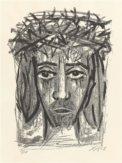 I.N.R.I. (Christuskopf von vorn) by Otto Dix, 1962
