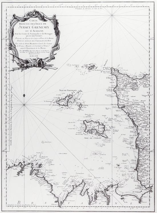 Carte Reduite des Isles de Jersey, Grenesey et d'Aurigny by Jacques Nicolas Bellin, 1757