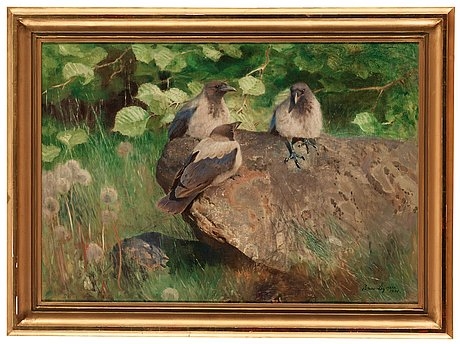 Artwork by Bruno Liljefors, Crows, Made of Canvas