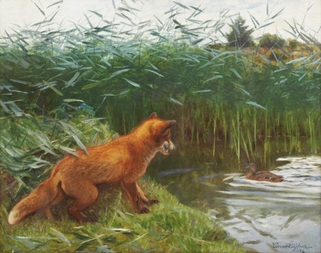 Smygande räv by Bruno Liljefors