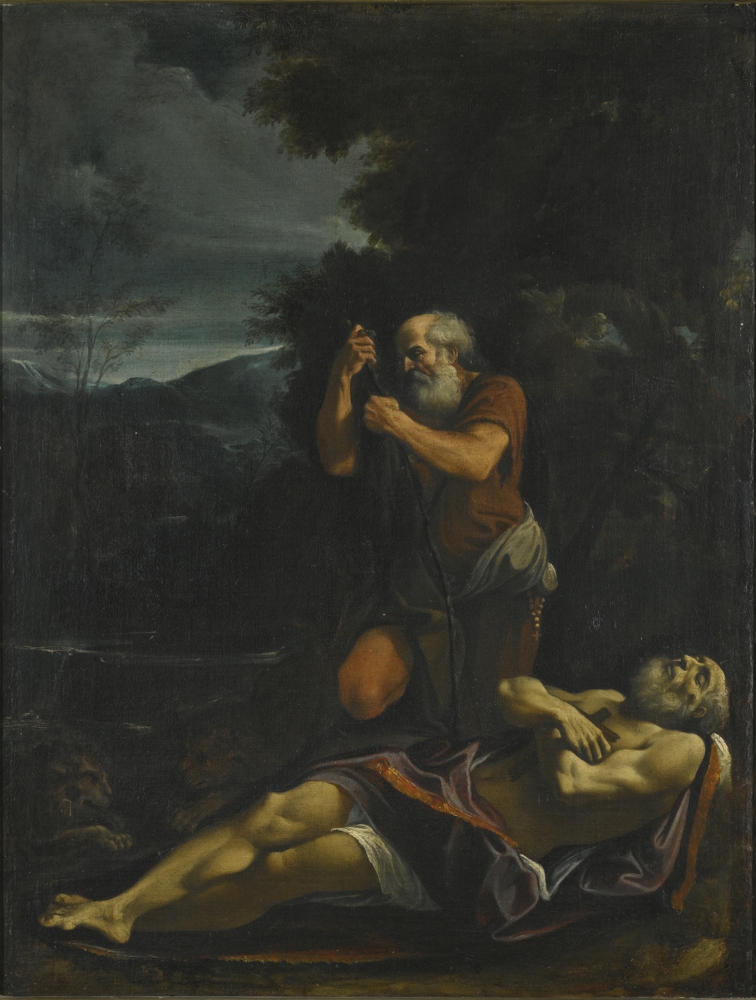 Artwork by Lorenzo Garbieri, SAINT ANTHONY ABBOT BURYING SAINT PAUL THE HERMIT, Made of oil on canvas