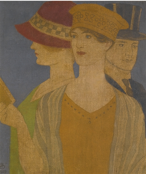 VISITORS TO AN EXHIBITION by Joseph Edward Southall, 1919