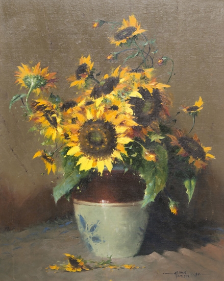 Still Life with Sunflowers by Hennie Griesel, 1980