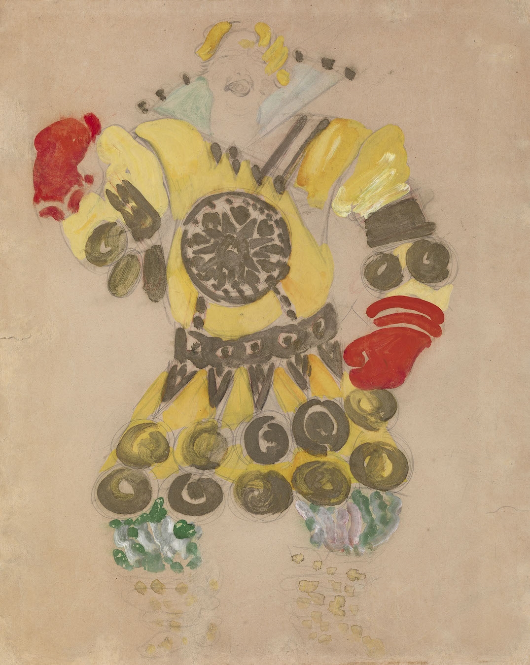 Artwork by Fedor Fedorovich Fedorovsky, Tsar Dodon, Costume Design for the N. Rimsky-Korsakov Opera "The Golden Cockerel", Made of Pencil and gouache, heightened with gold, on paper