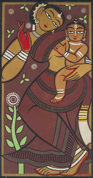 Untitled (Mother and Child) by Jamini Roy, after 1920s