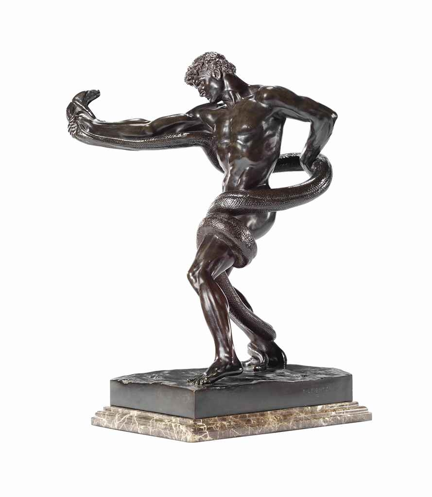 Lord Frederic Leighton An Athlete wrestling with a Python (1877