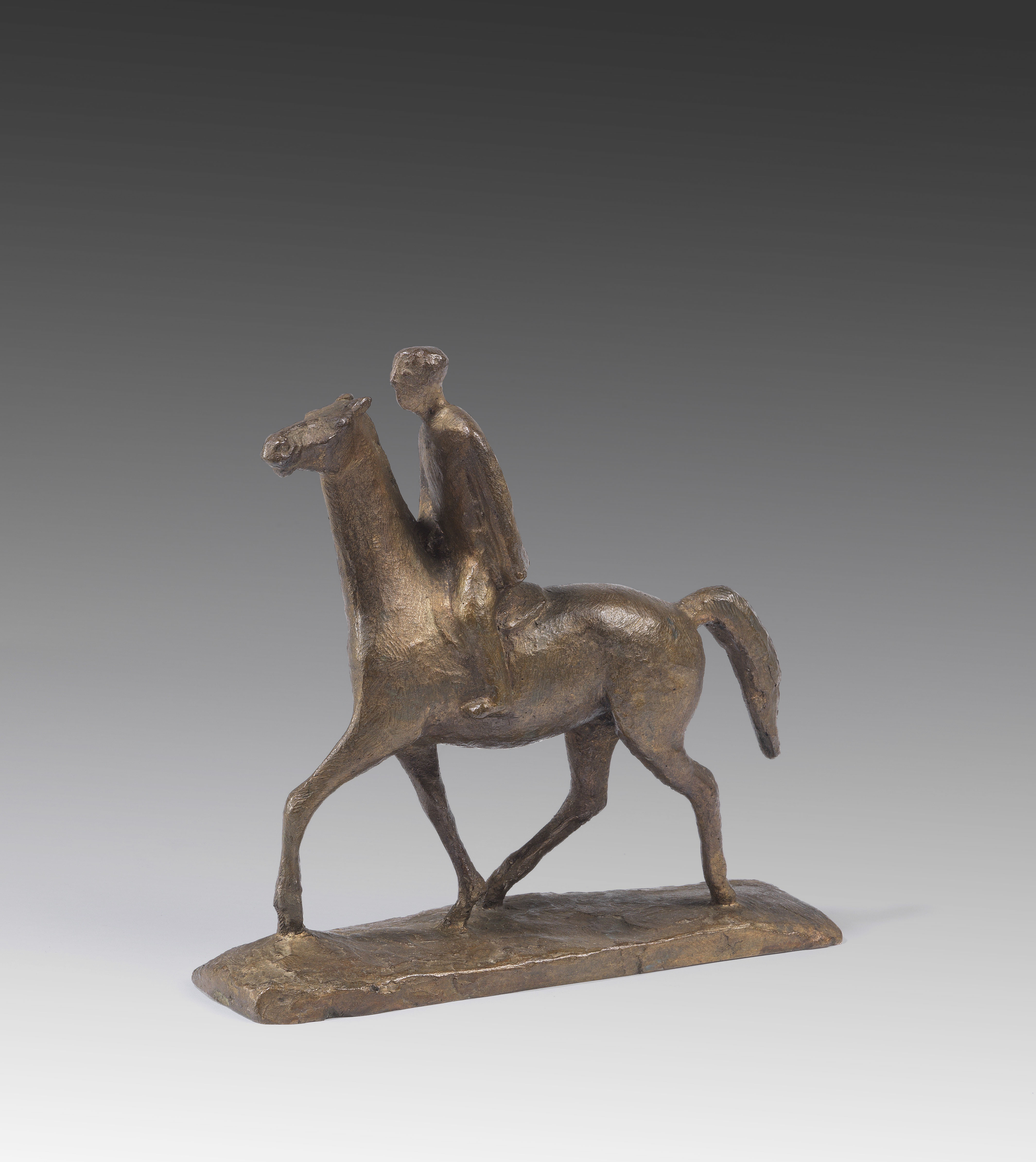 Artwork by Gerhard Marcks, Trabender Reiter, Made of Bronze with light brown patina