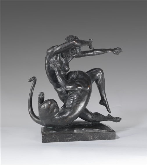 Weib, vom Panther Uberfallen by Fritz Behn, 1919