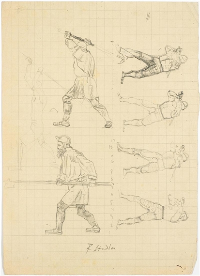 Study of a solider for "Die Schlacht bei Näfels"